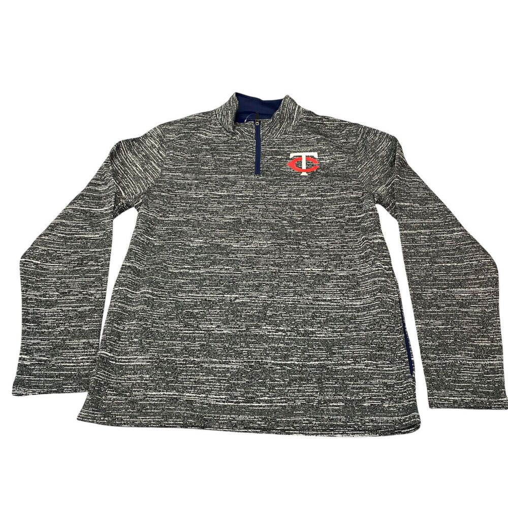 Majestic MLB Minnesota Twin Logo 1/4‎ Zip Pullover Long Sleeve Mens Size M